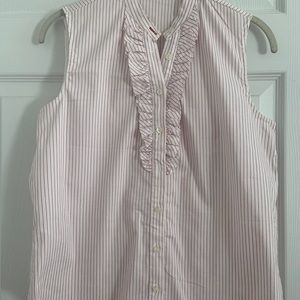Mango striped sleeveless shirt with ruffled front
